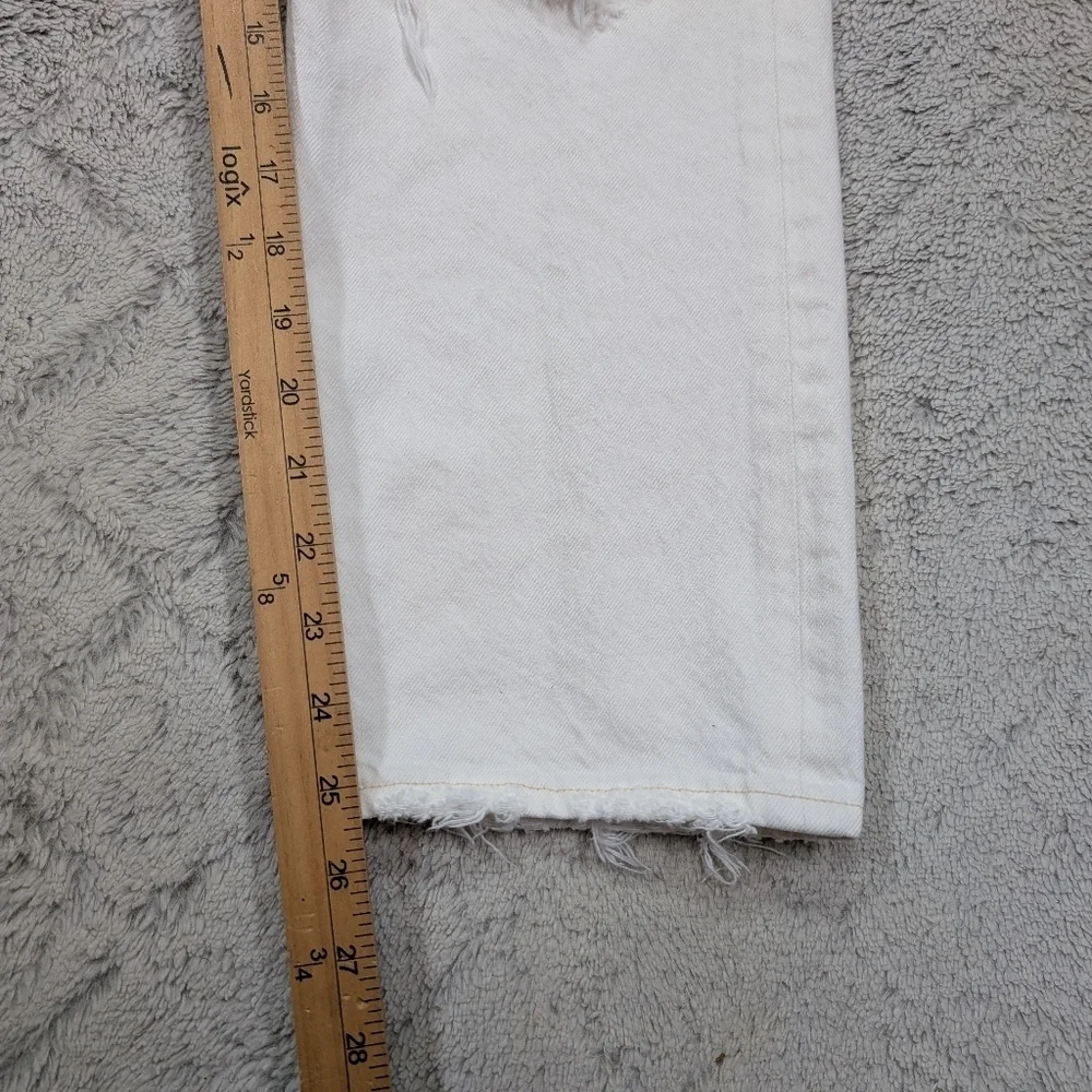Agolde Jeans Womens 31 White Veil Riley High Rise Straight Crop Cotton Distress